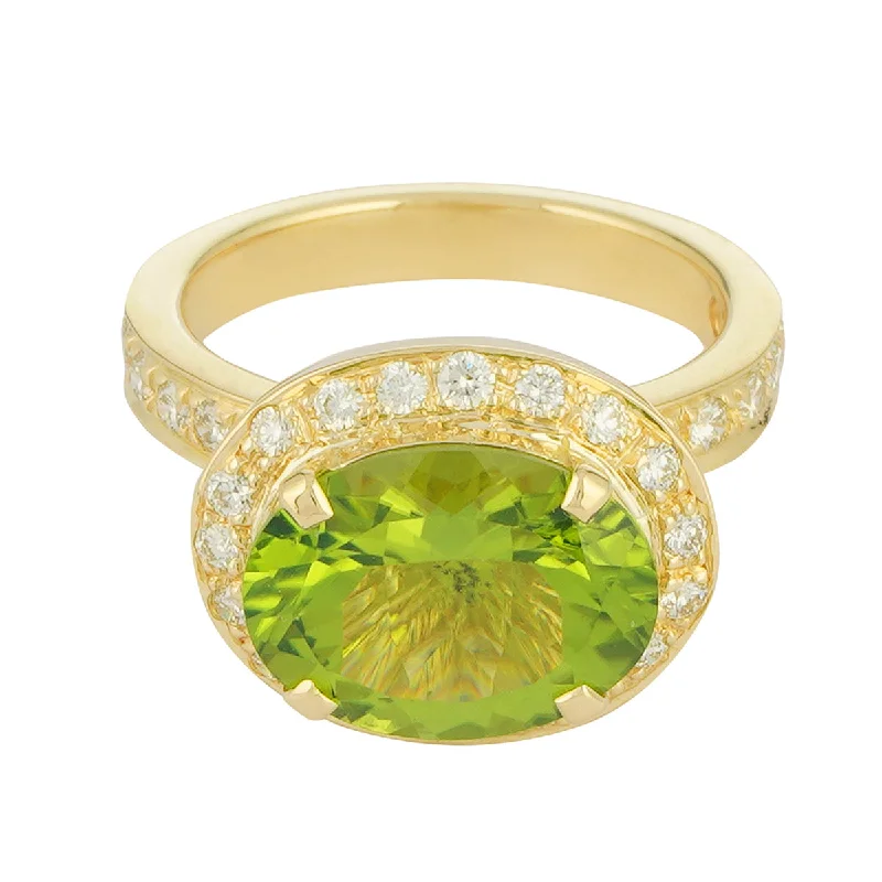 women’s wedding rings with diamonds and sapphires for custom engagement-Ring - Peridot and Diamond (2222E)