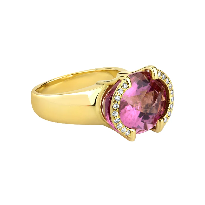 women’s rings with sapphires and diamonds for custom wedding bands-Ring- Rubellite And Diamond (1098K)