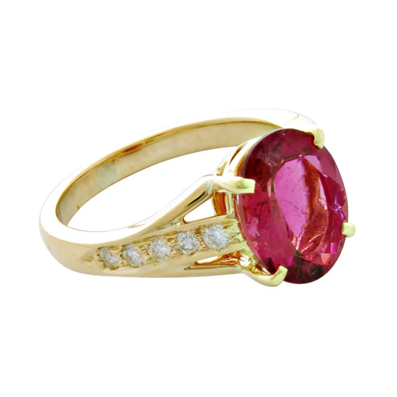 women’s engagement rings with rubies for custom wedding bands-Ring- Rubellite And Diamond (1881F)