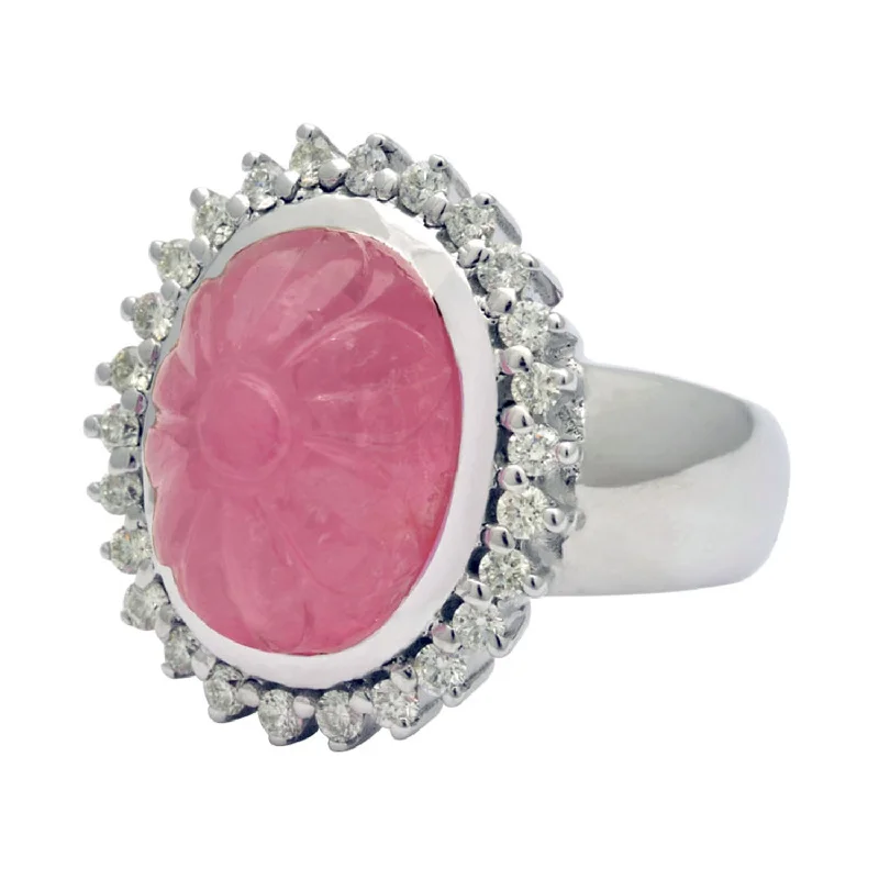 platinum rings for men with sapphires for wedding engagement-Ring- Rubellite And Diamond