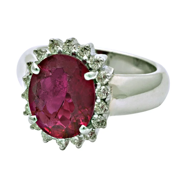 custom engagement rings for men with sapphires for wedding rings-Ring- Rubellite And Diamond (193MS)