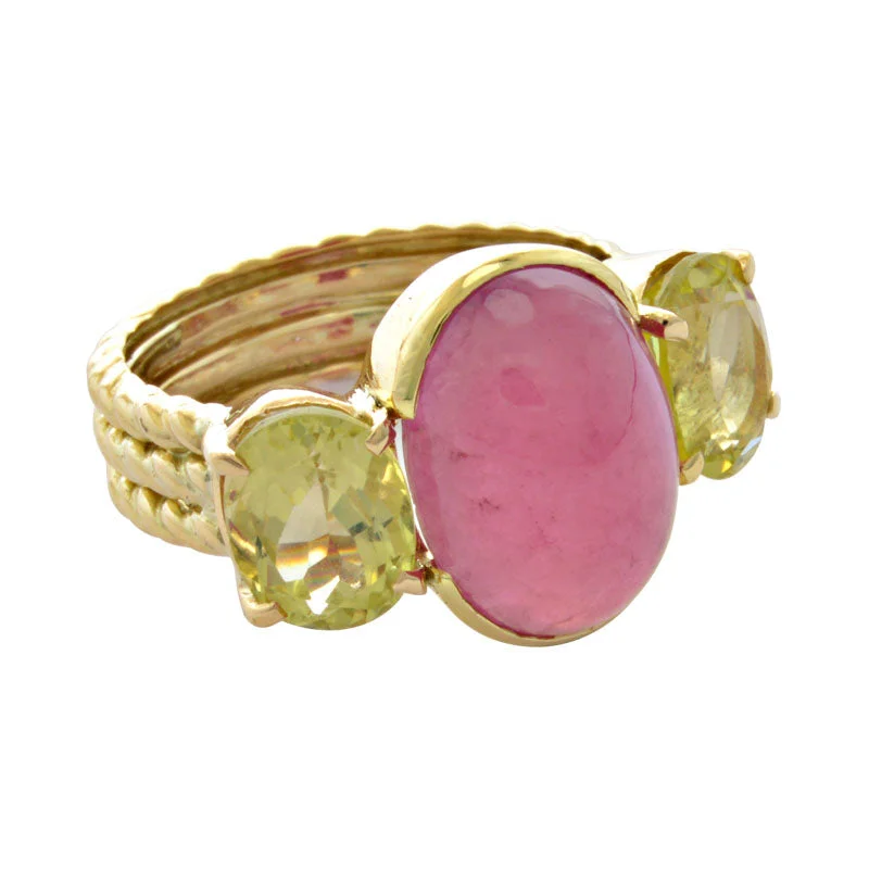 men’s wedding rings with sapphires for engagement bands-Ring-Rubellite and Lemon Quartz