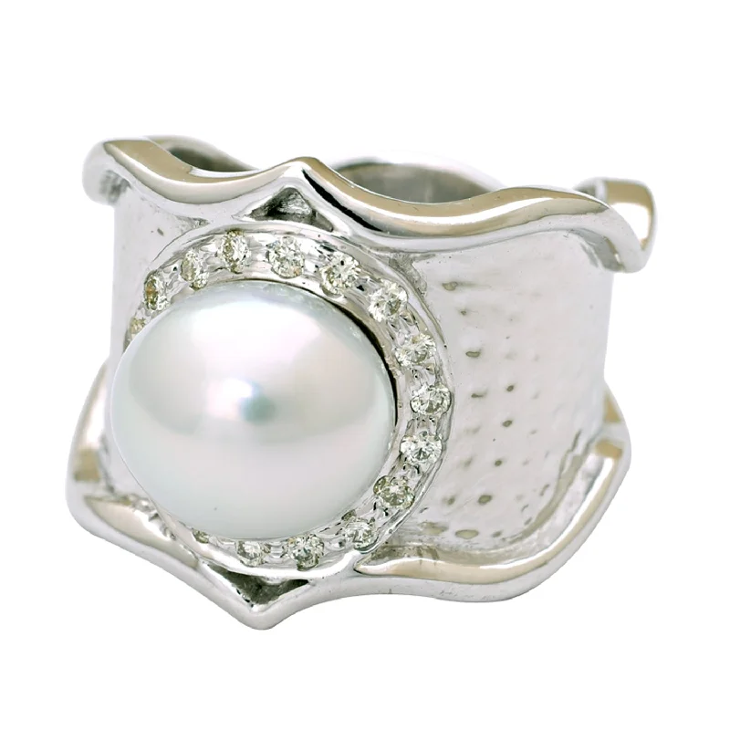 custom-made rings with diamonds for men’s wedding engagement-Ring- S.s. Pearl And Diamond (222LS)