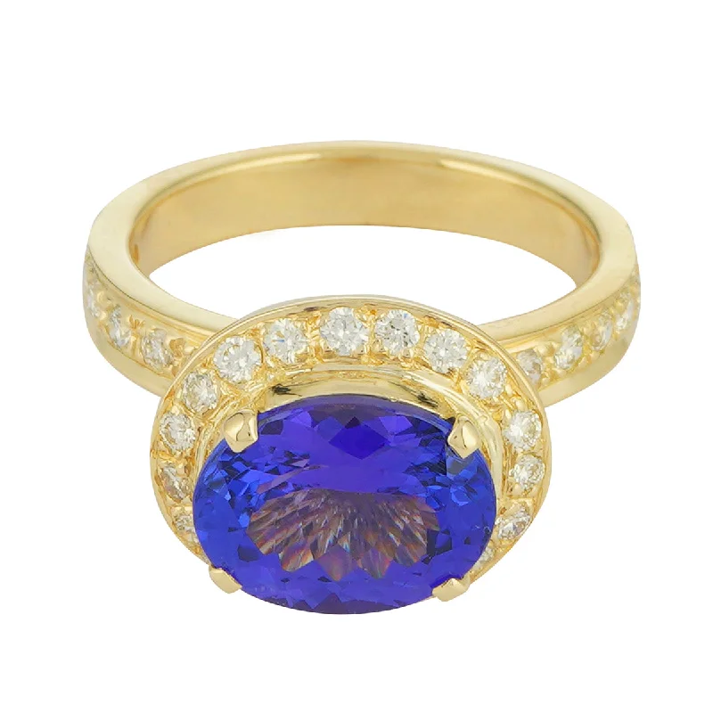 women’s engagement rings with diamonds and rubies for men-Ring - Tanzanite and Diamond (2222F)