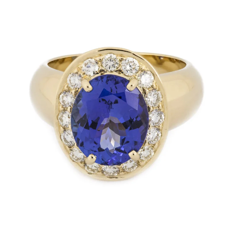 women’s custom rings with sapphires and rubies for engagement rings-Ring - Tanzanite And Diamond