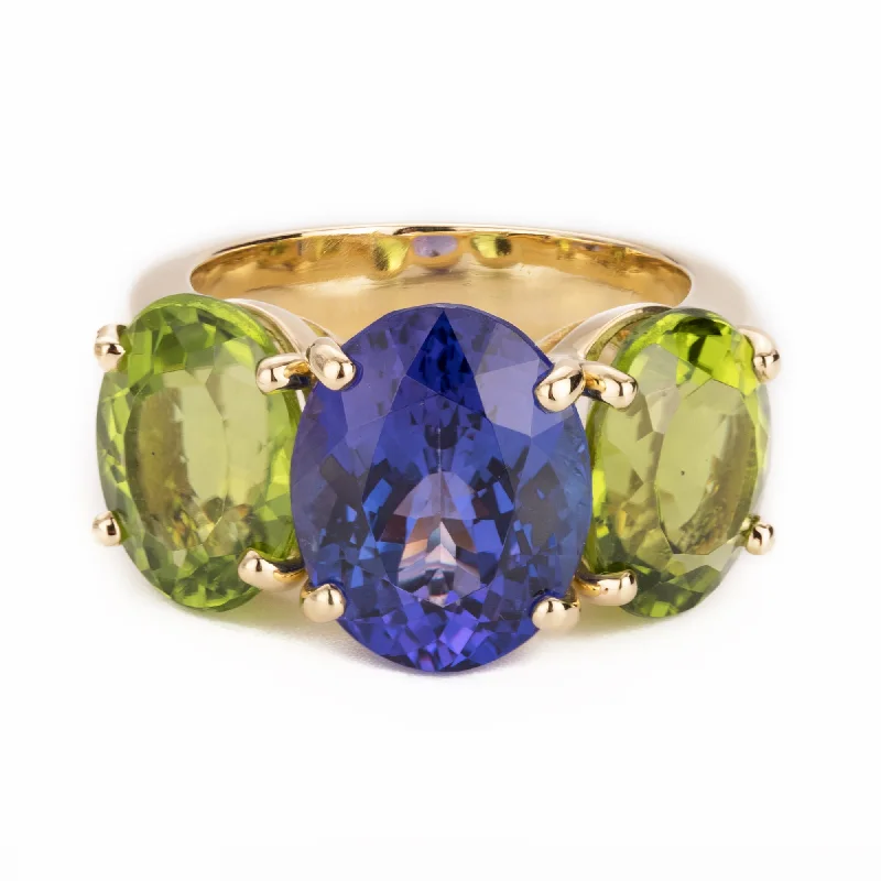 vintage engagement rings with sapphires for men’s engagement rings-Ring - Tanzanite And Peridot