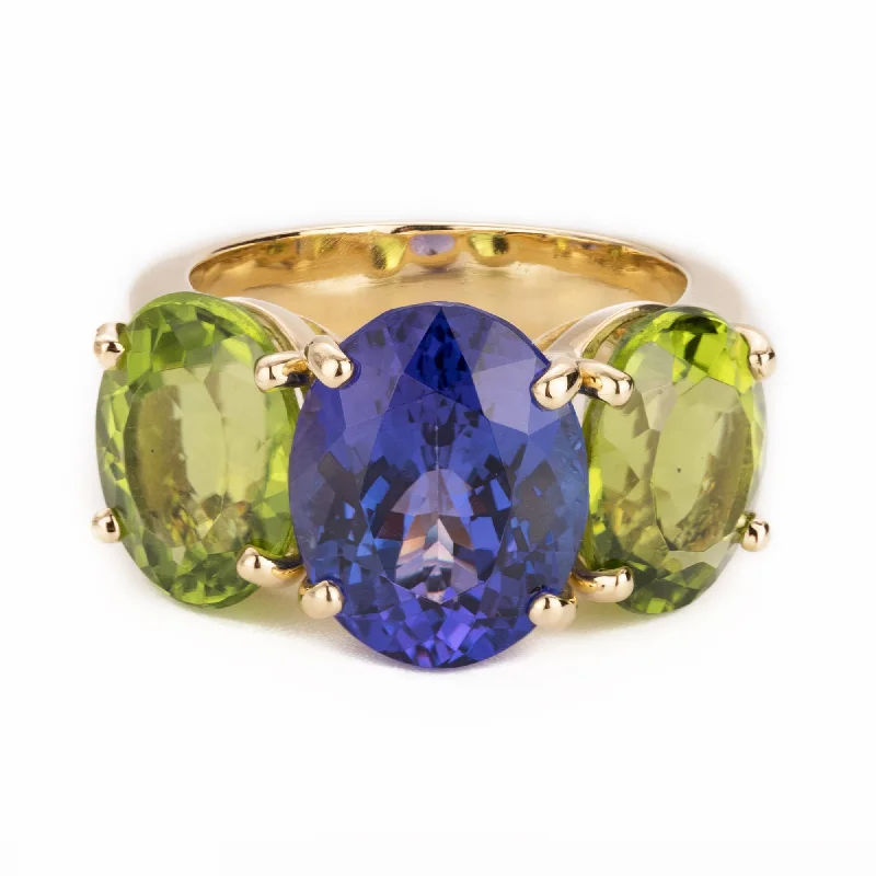 women’s rings with sapphires for wedding bands and engagement-Repair - Ring - Tanzanite And Peridot - (2236C)