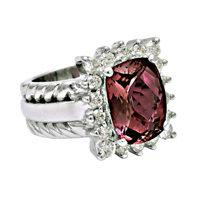 men’s rings with diamonds and rubies for engagement bands-Ring- Tourmaline And Diamond (193DS)