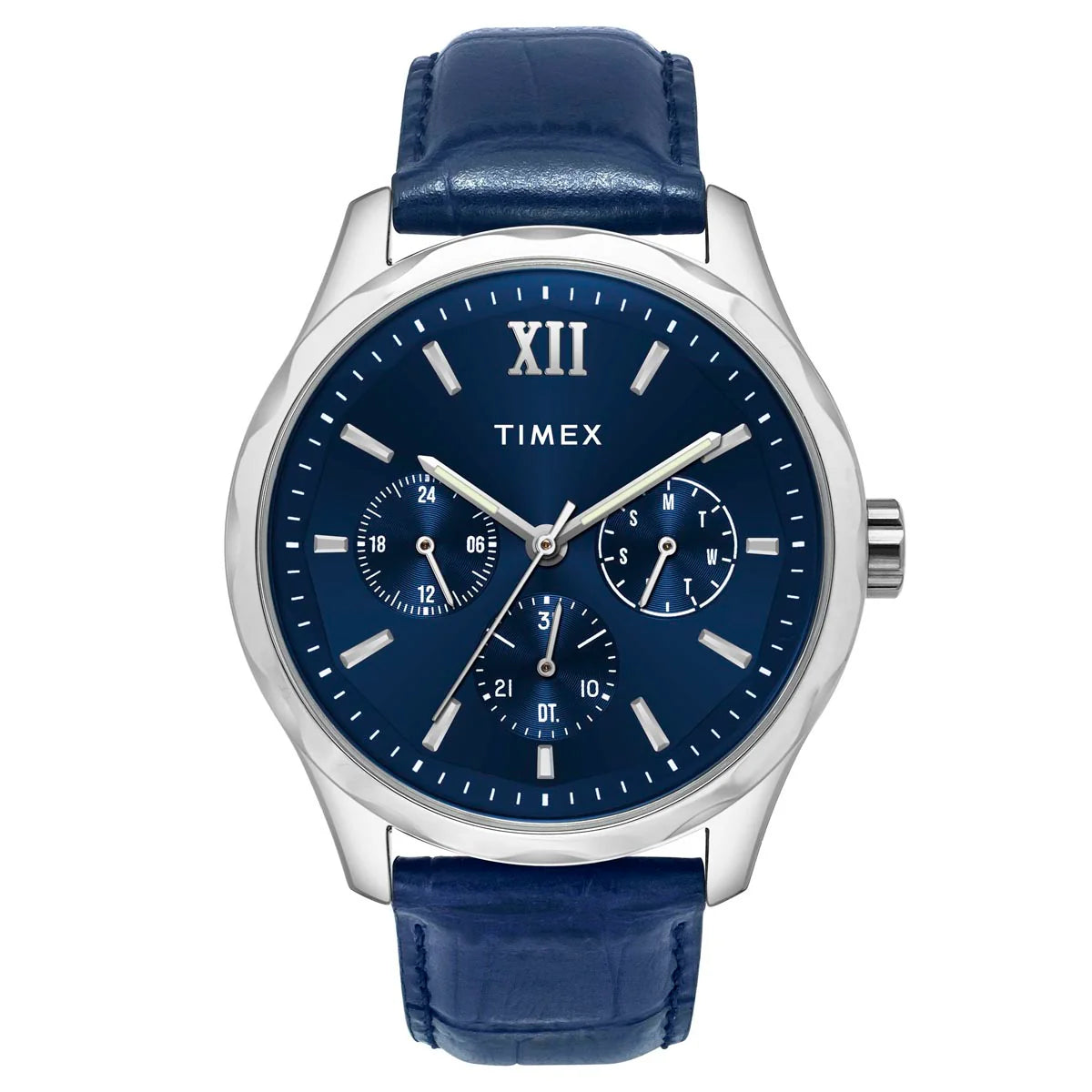 smartwatches for men with advanced fitness and heart rate monitoring -Timex Men Blue Round Dial Analog Watch - TW0TG7632