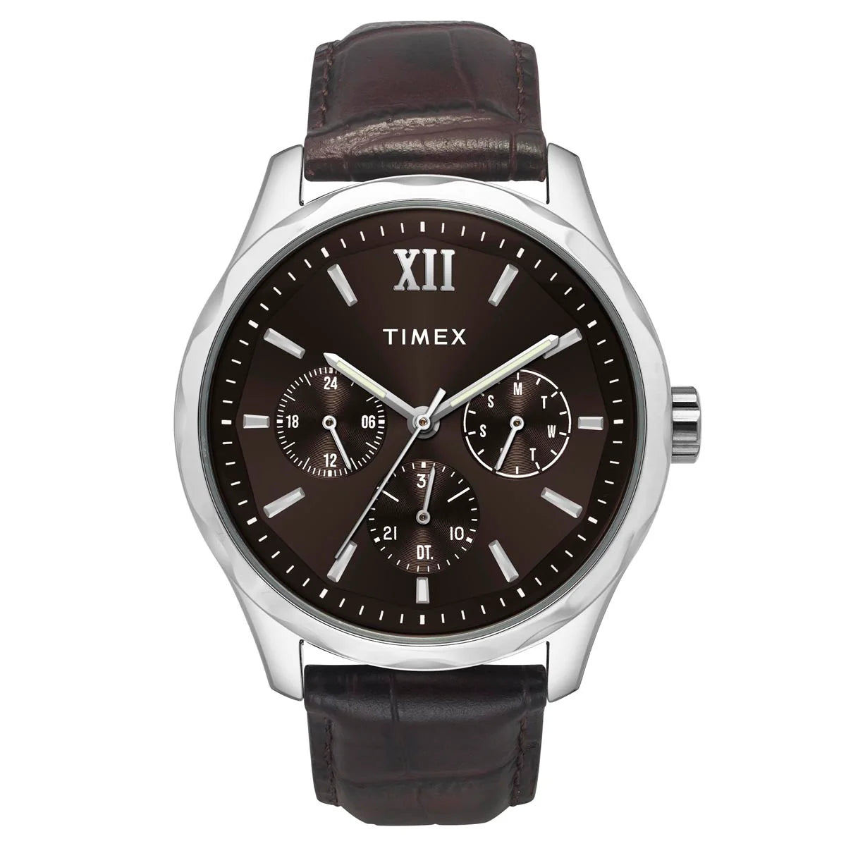 men's watches with solar-powered movement and advanced smartwatch functions -Timex Men Brown Round Dial Analog Watch - TW0TG7633