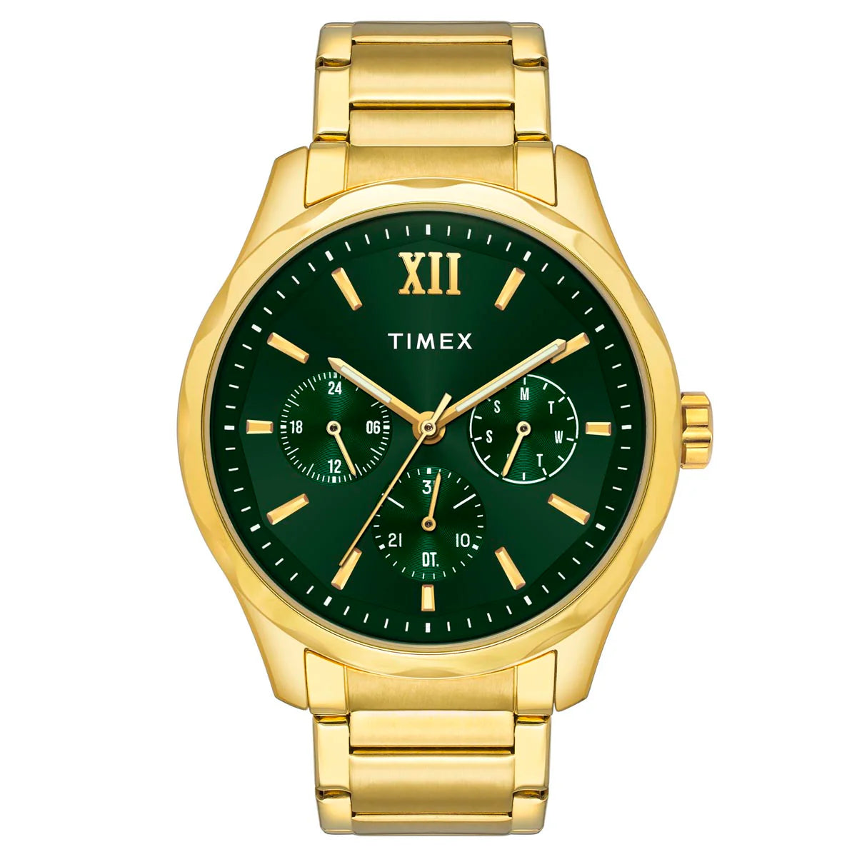 stylish watches for women with bold designs and digital tracking -Timex Men Green Round Dial Analog Watch - TW0TG7635